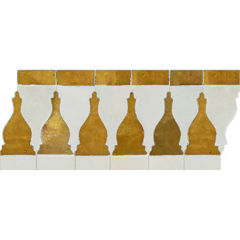 Mosaic House Moroccan tile Sharafa S 1-8 White Ochre  zellige, mosaic, zellij, border, glaze 