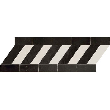 Mosaic House Moroccan tile Toulouse B 6-1 Black White  zellige, mosaic, zellij, border, glaze, simple, modern 