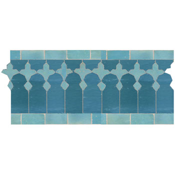 Mosaic House Moroccan tile Zanar Custom 28-13 Teal Light Turquoise  zellige, mosaic, zellij, border, glaze 