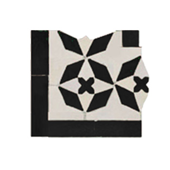 Mosaic House Moroccan tile Diamond Corner Inner 1-6 White Black  zellige, mosaic, zellij, border, glaze 