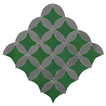 Mosaic House Moroccan tile Fleurs C 10-27 Green Dark Gray  zellige, mosaic, zellij, field, pattern, glaze 