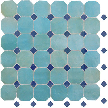 Mosaic House Moroccan tile Kora MDV 13-15 Light Turquoise Cobalt Blue  zellige, mosaic, zellij, field, pattern, glaze 