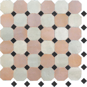 Mosaic House Moroccan tile Kora MDV 1-22-6 White Light Pink Black  zellige, mosaic, zellij, field, pattern, glaze 