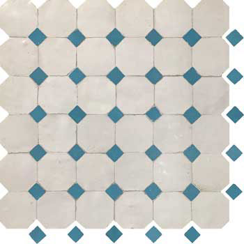 Mosaic House Moroccan tile Kora MDV 1-23 Custom White Turquoise  zellige, mosaic, zellij, field, pattern, glaze 