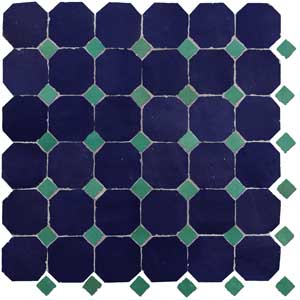 Mosaic House Moroccan tile Kora MDV 3-12 Custom Midnight Blue Light Green  zellige, mosaic, zellij, field, pattern, glaze 