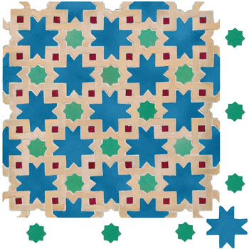 Mosaic House Moroccan tile Mogador SM 23-14-12-7 Turquoise Natural, Unglazed, Terracotta Light Green Red  zellige, mosaic, zellij, field, pattern, glaze 