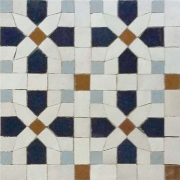 Mosaic House Moroccan tile Nejarine Custom 1-3-8-17 White Midnight Blue Ochre Sky blue  zellige, mosaic, zellij, field, pattern, glaze 
