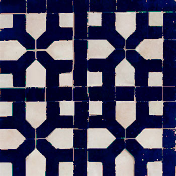 Mosaic House Moroccan tile Nejarine Custom 1-3 White Midnight Blue  cement, encaustic, field, pattern, star 