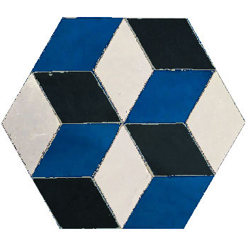 Mosaic House Moroccan tile Odeon LG 1-15-6 White Cobalt Blue Black  zellige, mosaic, zellij, field, pattern, glaze 