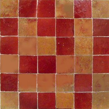 Mosaic House Moroccan tile Rceef Hippi 7-8 Red Ochre  zellige, mosaic, zellij, field, pattern, glaze 