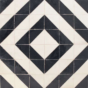 Mosaic House Moroccan tile Seville 1-6 White Black  zellige, mosaic, zellij, field, pattern, glaze 