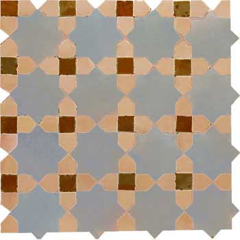 Mosaic House Moroccan tile Tanger C 17-14-19 Sky blue Natural, Unglazed, Terracotta Brown  zellige, mosaic, zellij, field, pattern, glaze 