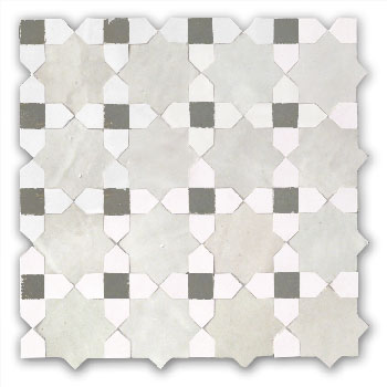 Mosaic House Moroccan tile Tanger C 1-26-27 White Polar White Dark Gray  zellige, mosaic, zellij, field, pattern, glaze 